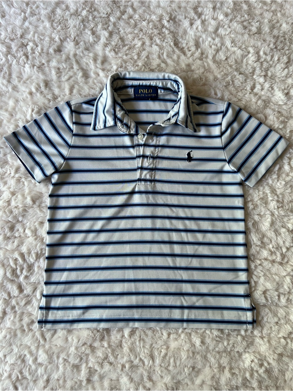 Polo by Ralph Lauren White and Navy Striped Short-Sleeve Polo